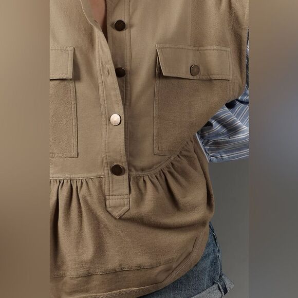 Anthropologie Pilcro Shirt Sleeve Knit Babydoll Shacket Size XL - Picture 3 of 4